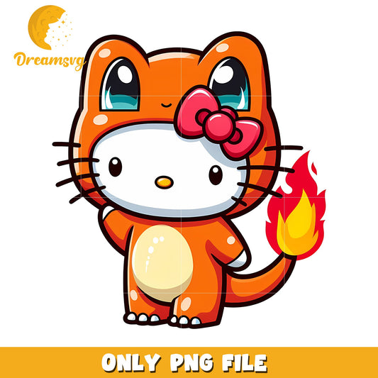 Hello Kitty Charmander PNG Cute Cartoon