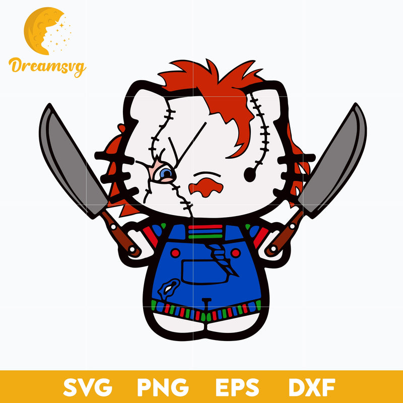 Hello Kitty Chucky Svg, Hello Kitty Halloween Svg, Hello Kitty Svg, Halloween Svg, png, dxf, eps digital file.