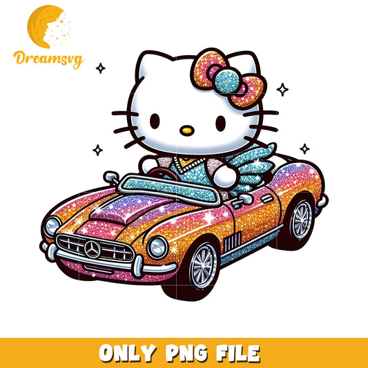 Hello Kitty Cute Car PNG Graphic for Fun Craft Projects