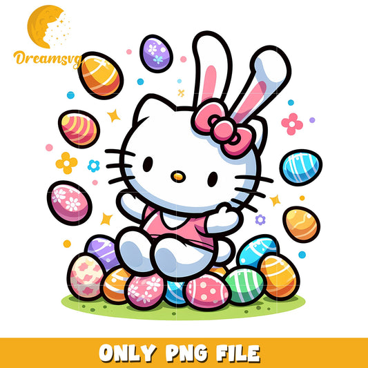 Hello Kitty Easter Bunny PNG Cute Kid's Artwork Design