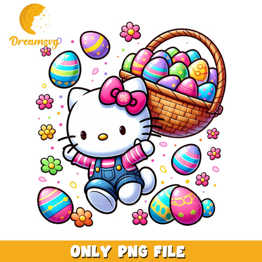Hello Kitty Easter PNG Cute Basket Design