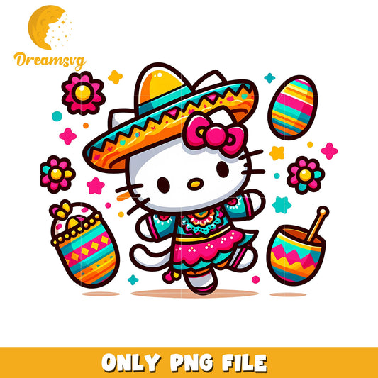 Hello Kitty Fiesta PNG Cute Mexican Design