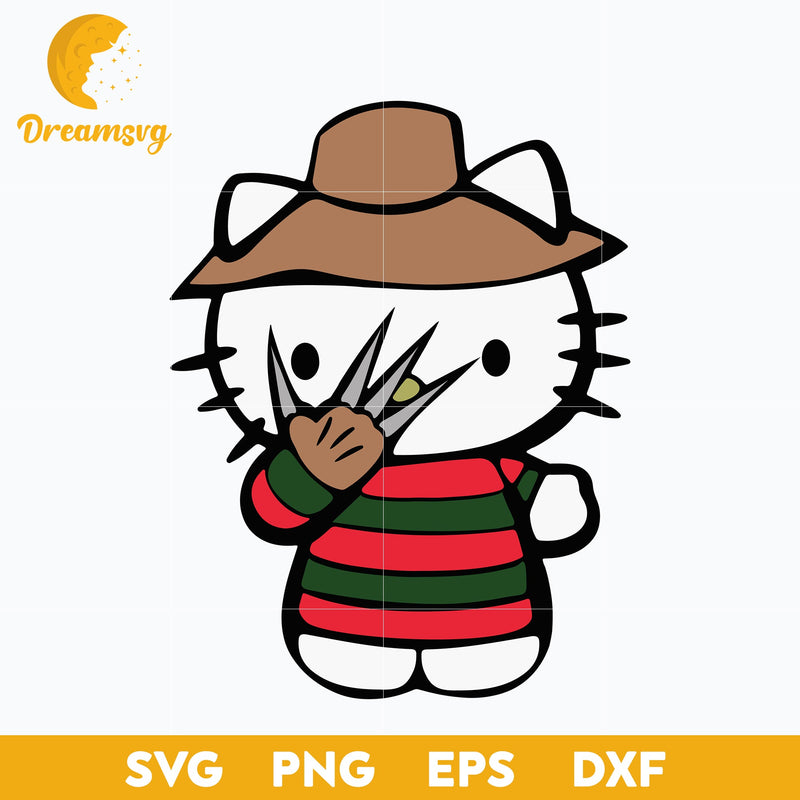 Hello Kitty Freddy Krueger Svg, Hello Kitty Halloween Svg, Hello Kitty Svg, Halloween Svg, png, dxf, eps digital file.