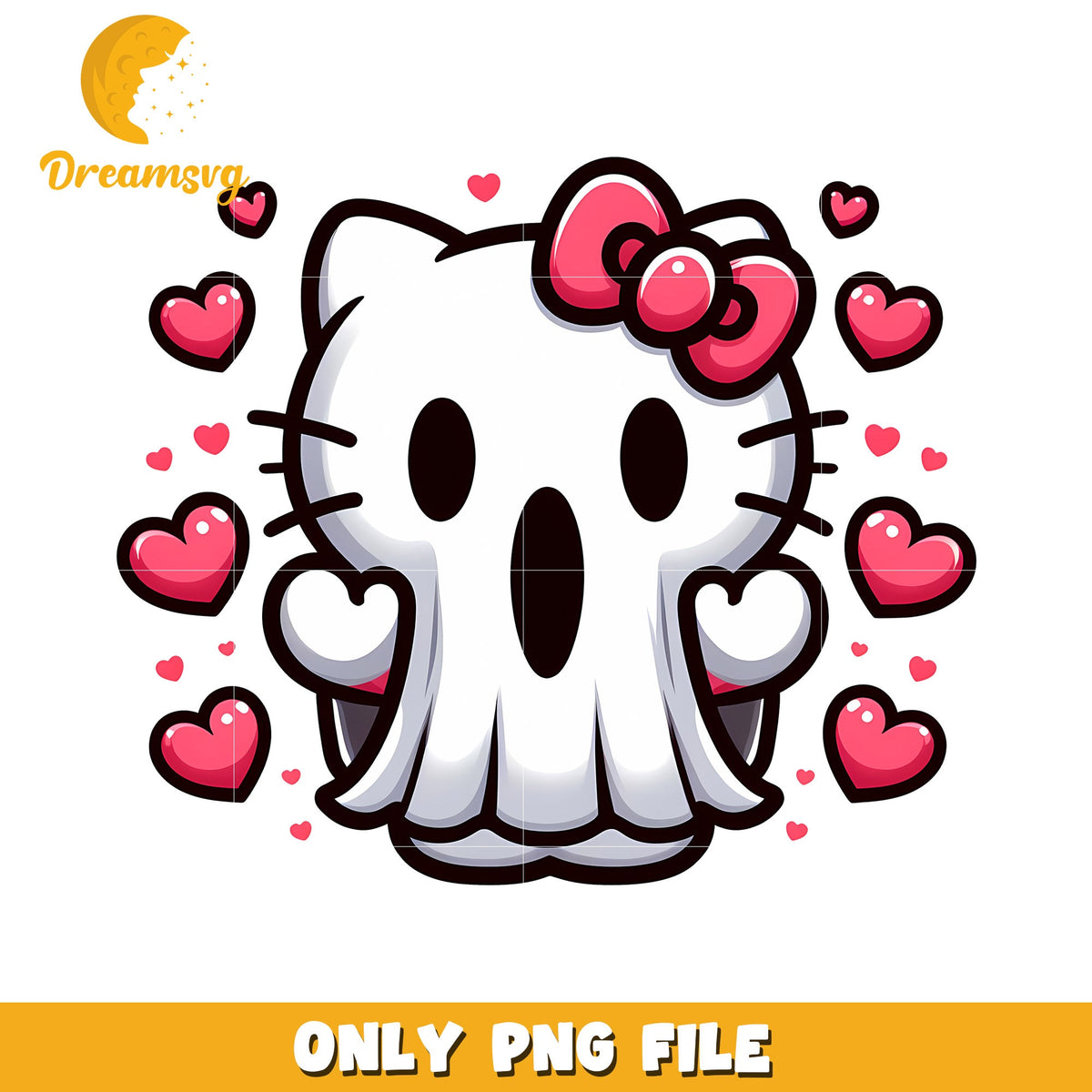 Hello Kitty Ghost PNG Cute Halloween Design