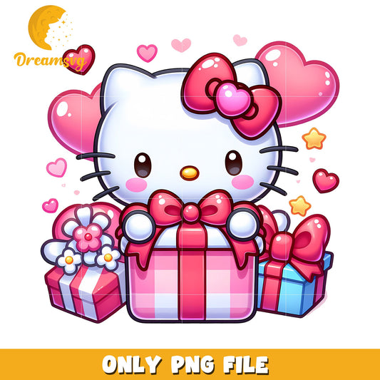 Hello Kitty Gift PNG Cute Valentine Clipart