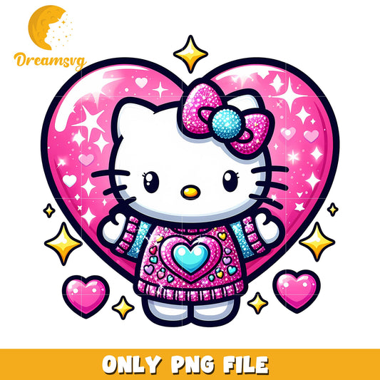Hello Kitty Glitter Heart PNG