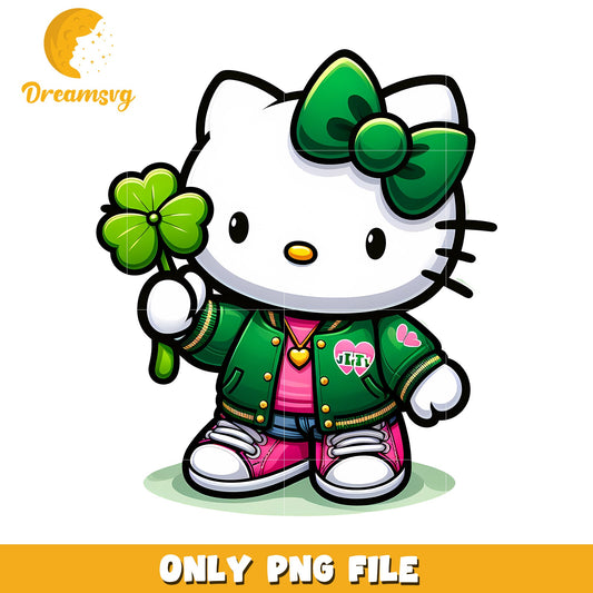 Hello Kitty Green Jacket with Shamrock PNG Download File