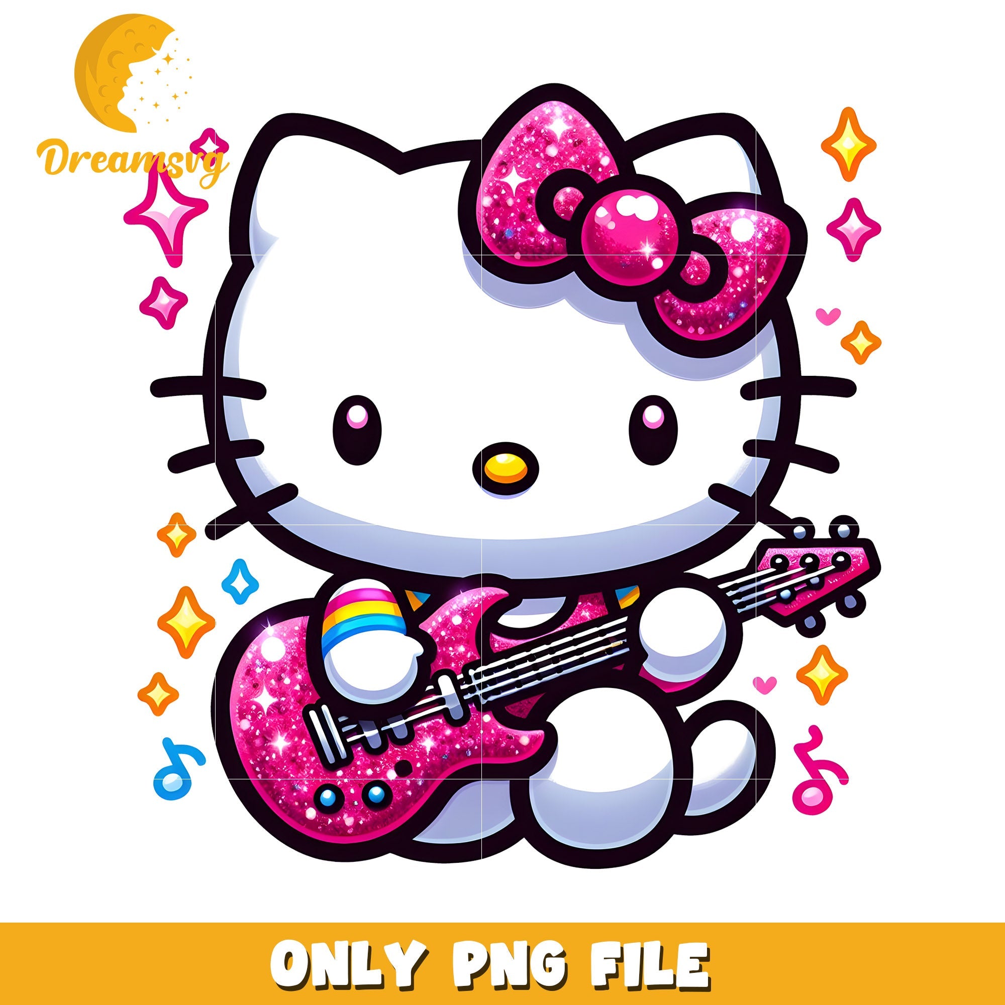 Hello Kitty Guitar PNG Glitter Rock Star
