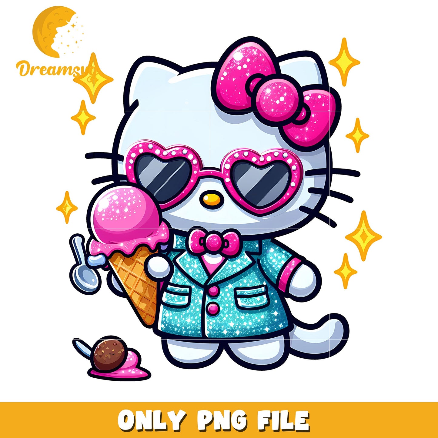 Hello Kitty Ice Cream PNG Cute Cartoon