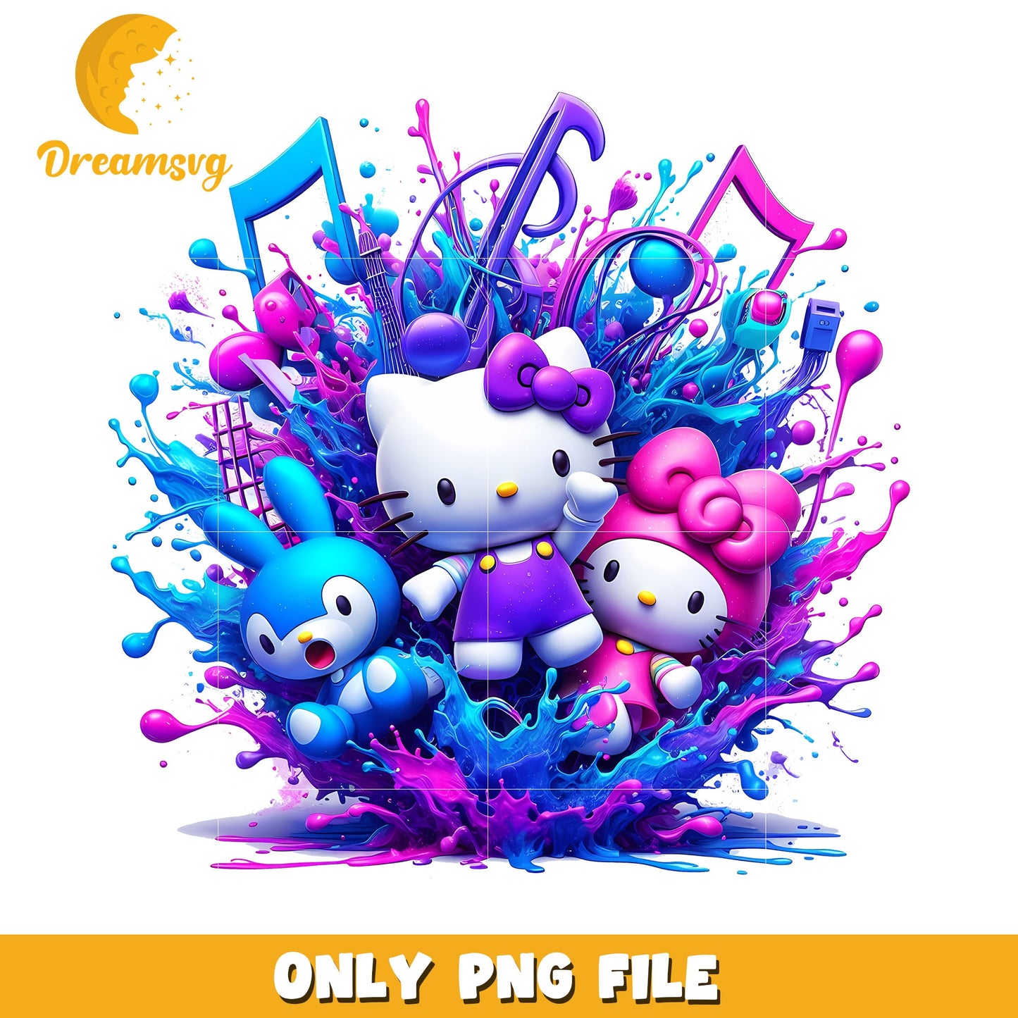 Hello Kitty Music PNG Design