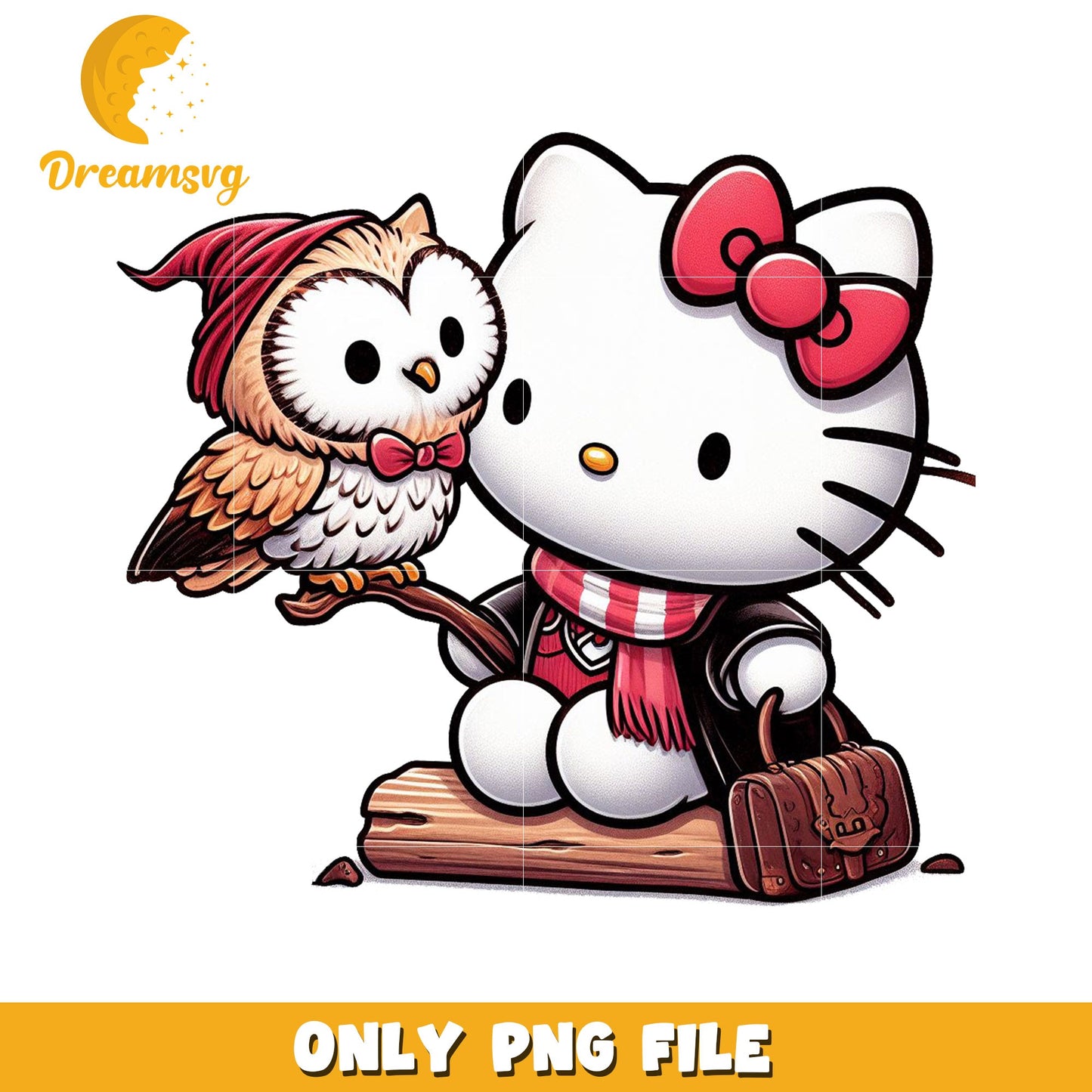 Hello Kitty Owl PNG Cute Cartoon Illustration