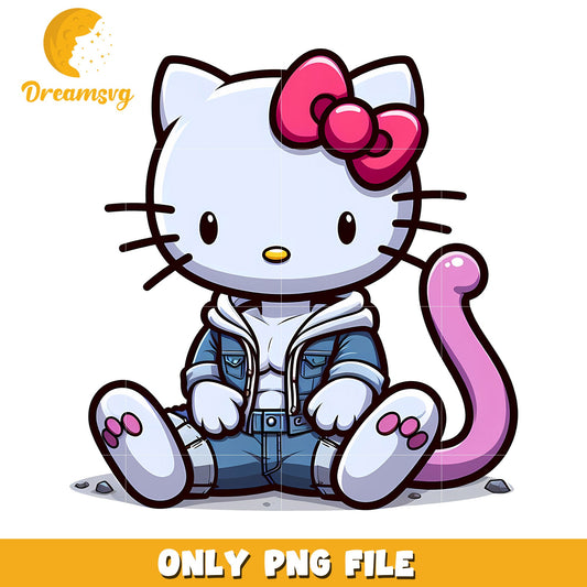 Hello Kitty PNG Cool Denim Outfit