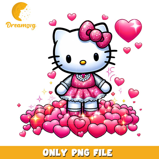 Hello Kitty PNG Glitter Hearts Valentines
