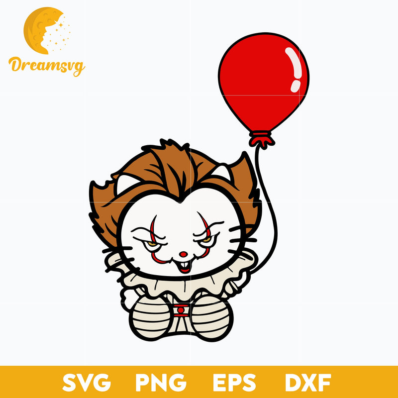 Hello Kitty Pennywise Svg, Hello Kitty Halloween Svg, Hello Kitty Svg, Halloween Svg, png, dxf, eps digital file.