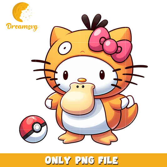 Hello Kitty Psyduck PNG Cute Cartoon