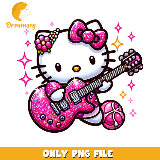 Hello Kitty Rock Star PNG Glitter Guitar