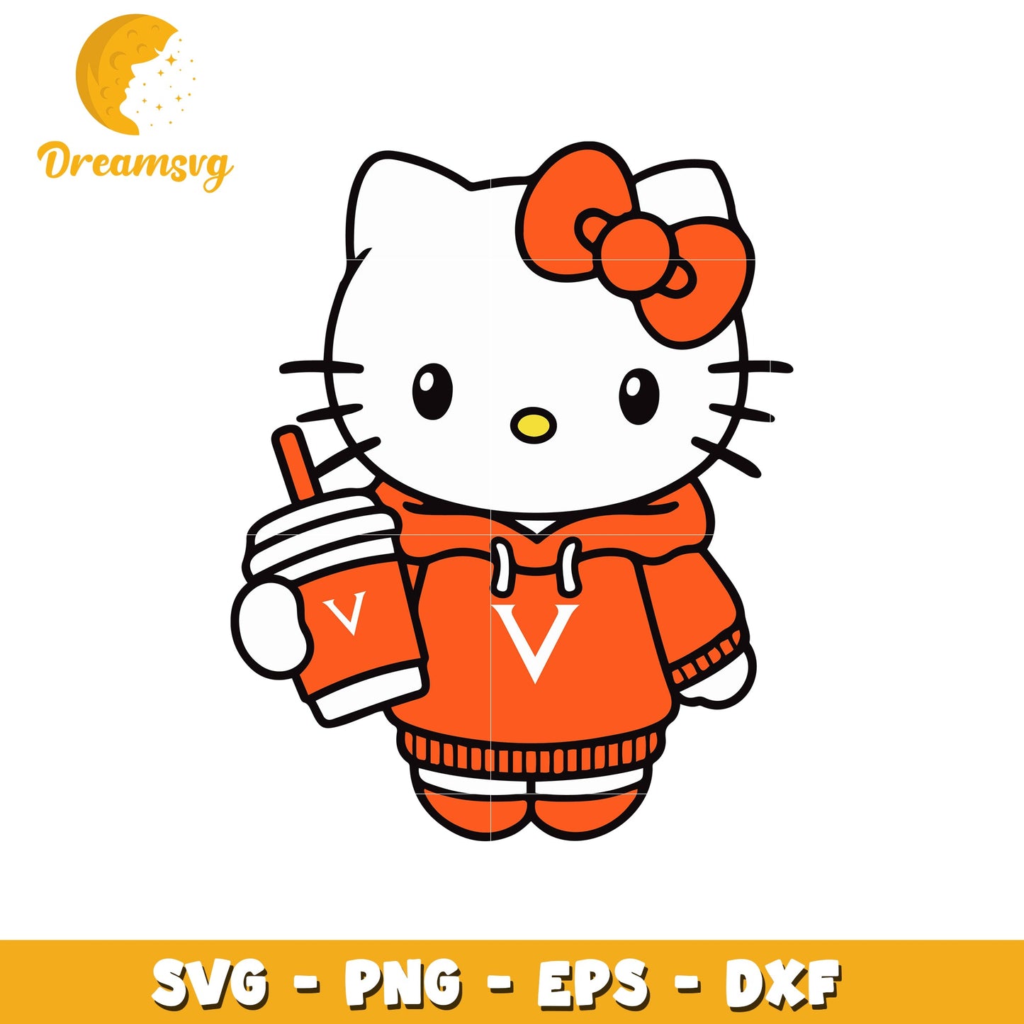 Hello Kitty SVG Design Cute Orange Hoodie Art