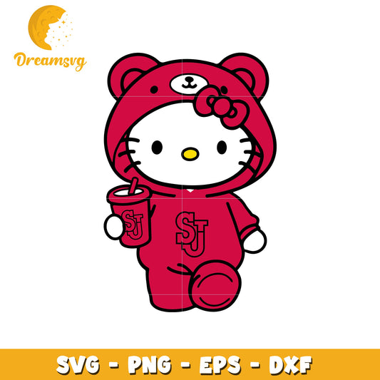 Hello Kitty SVG Design Cute Red Outfit Graphic
