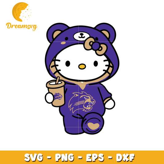 Hello Kitty SVG Design Purple Bear Outfit