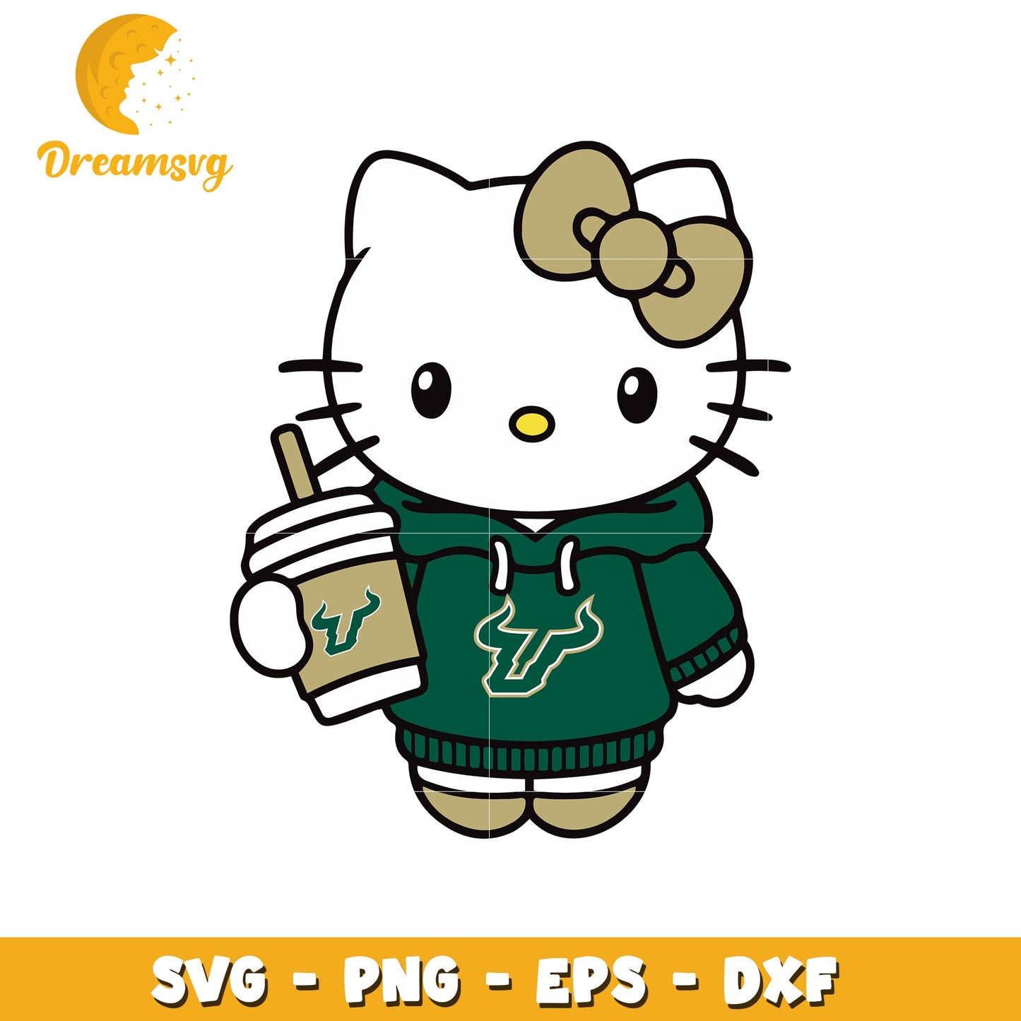 Hello Kitty SVG Design with Coffee and Hoodie Art