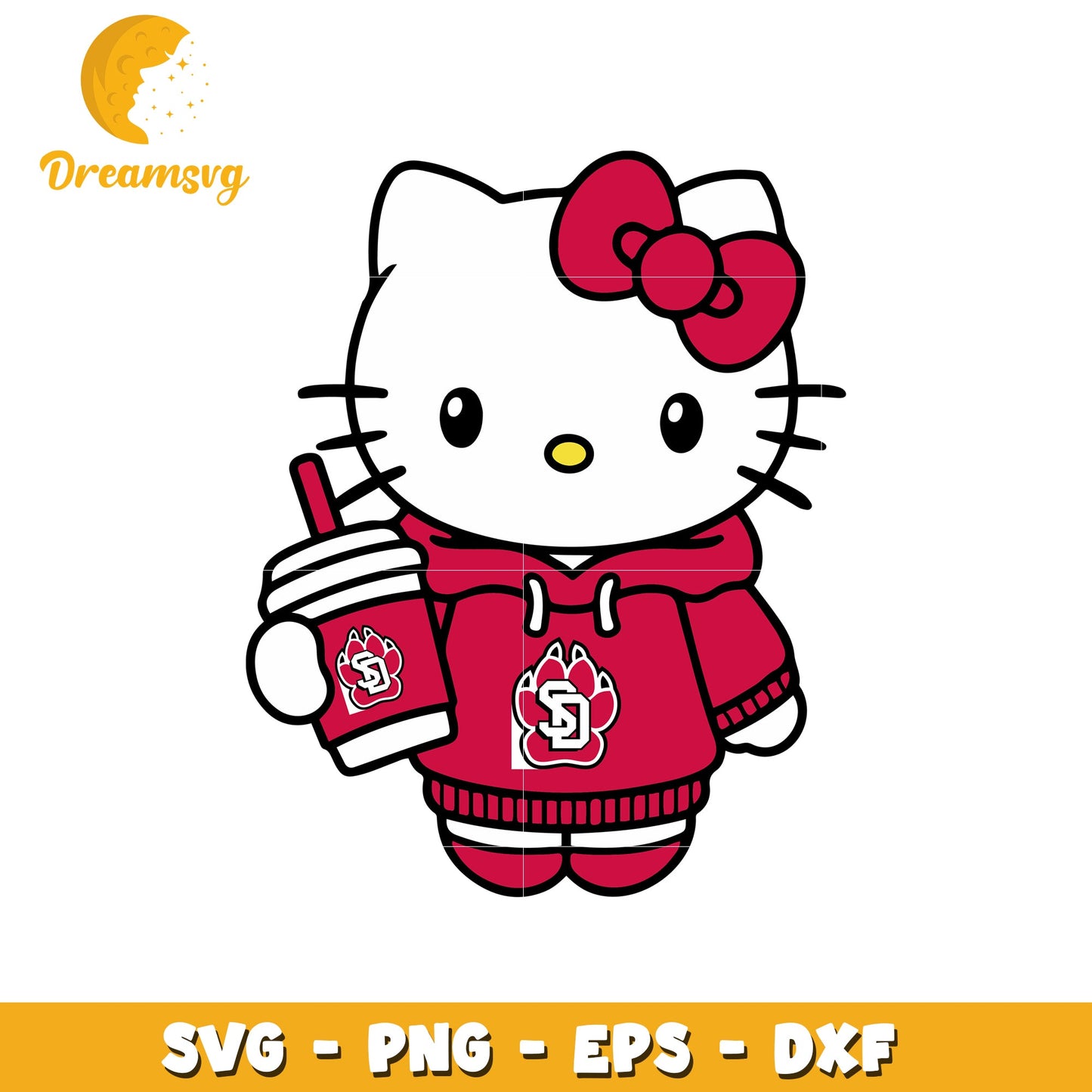 Hello Kitty SVG Design with Drink and Hoodie Theme
