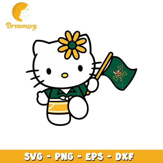 Hello Kitty SVG Design with Flag and Flower Accents