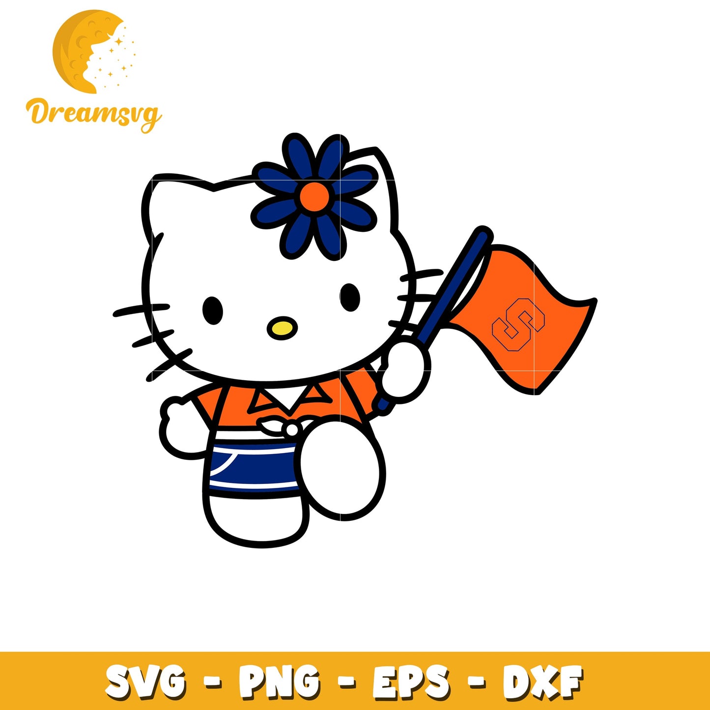 Hello Kitty SVG Design with Flag and Flower Art
