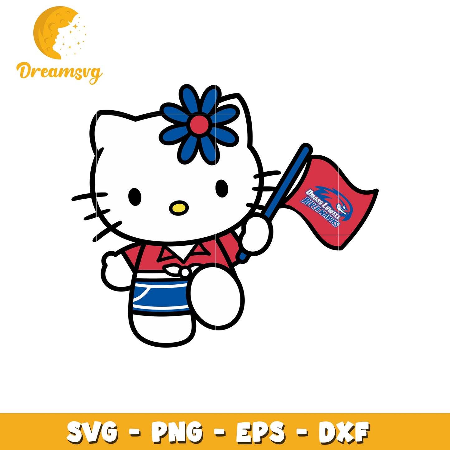 Hello Kitty SVG Design with Flag and Flower Decor