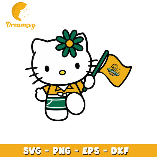 Hello Kitty SVG Design with Flower and Flag Art