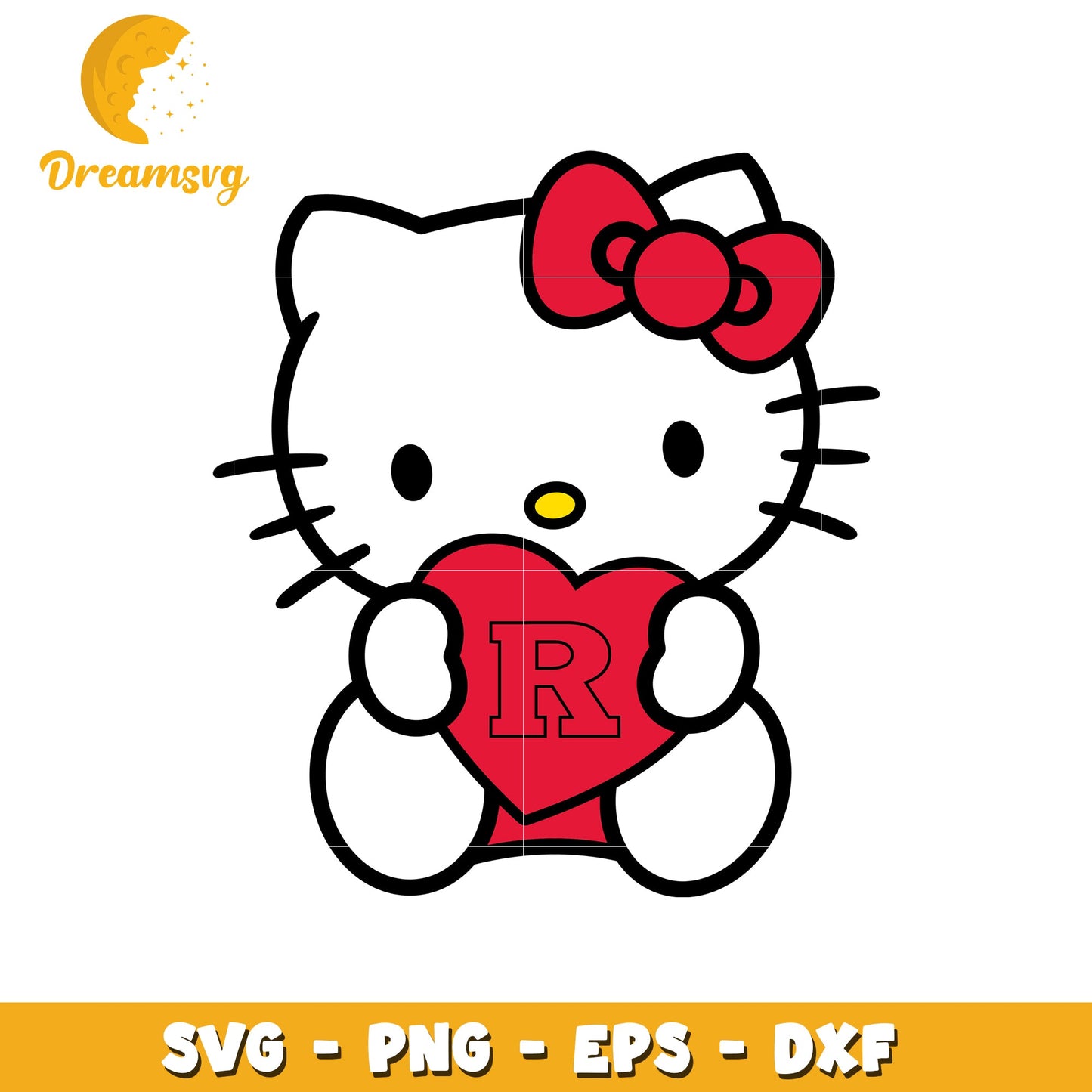 Hello Kitty SVG Design with Heart R