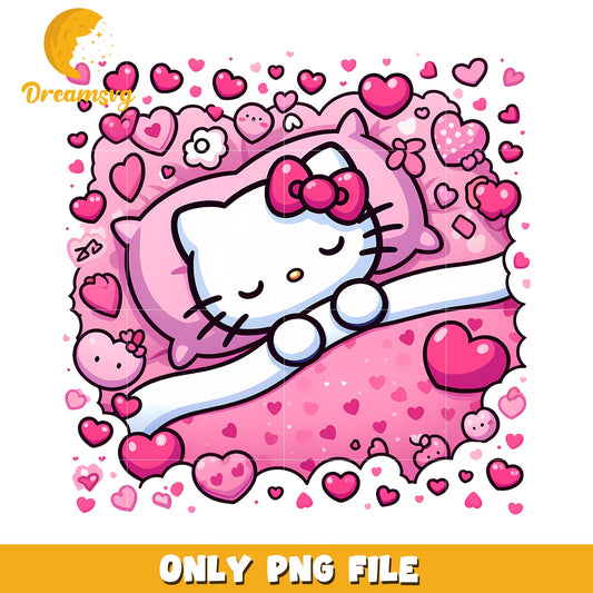 Hello Kitty Sleeping PNG Cute Hearts
