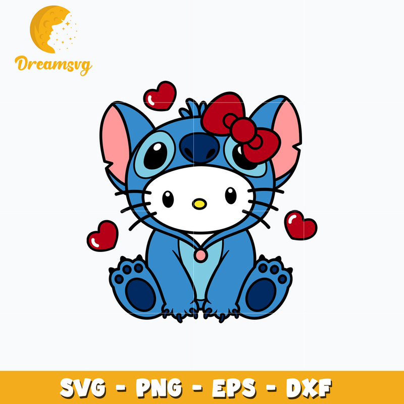 Hello kitty stitch valentine svg