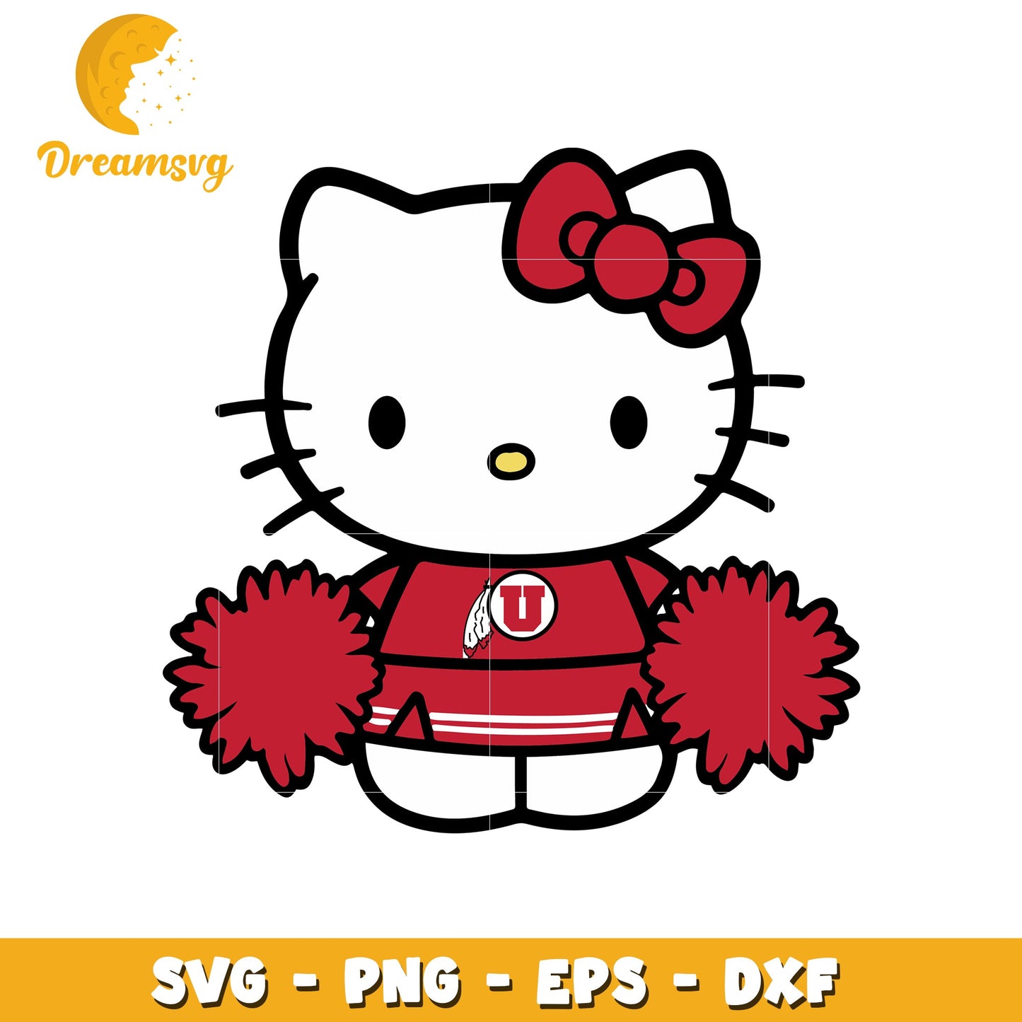 Hello Kitty Utah Utes Cheerleader SVG