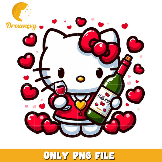 Hello Kitty Wine PNG Valentine Design