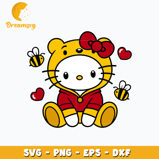 Hello Kitty Winnie the Pooh valentine svg