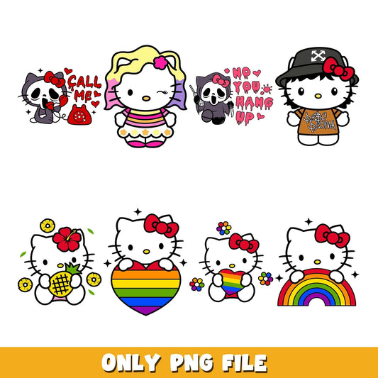 Hello Kitty Horror Halloween and cute  png,  Hello Kitty bundle png, cartoon png