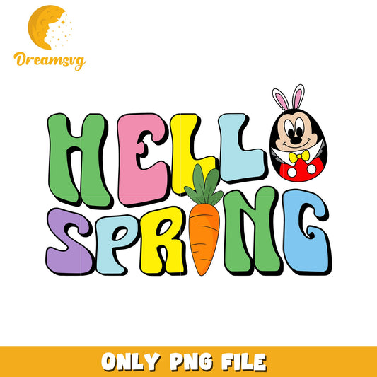 Hello Spring Colorful Bunny Design PNG for Kids Decor