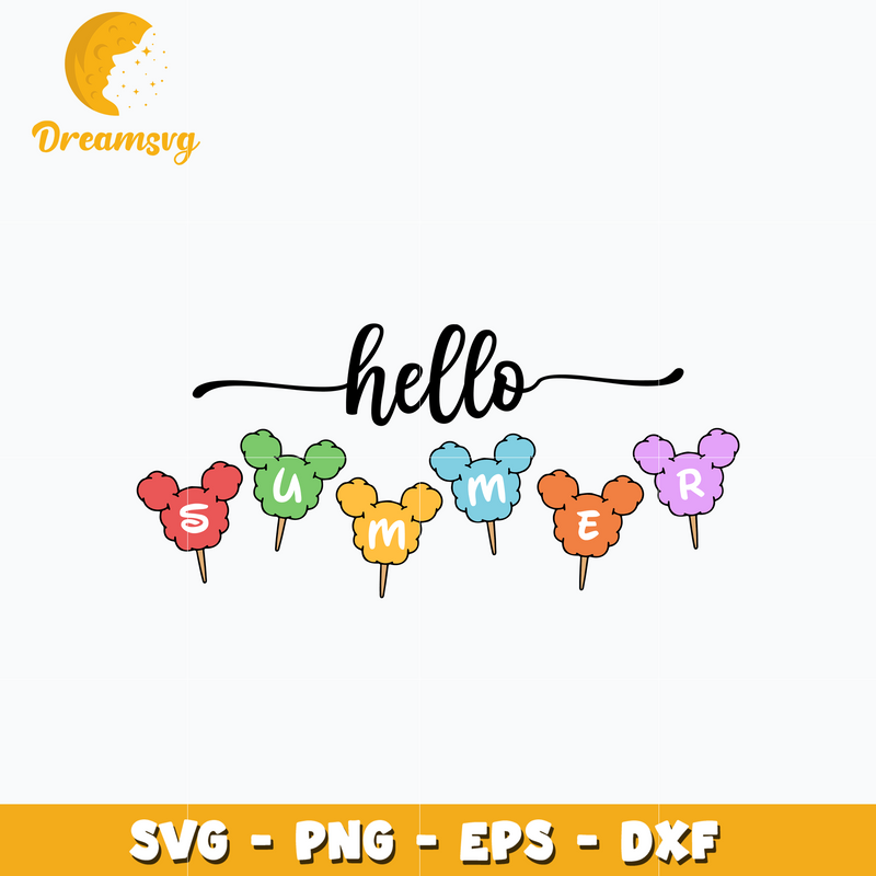 Mickey candy hello summer svg