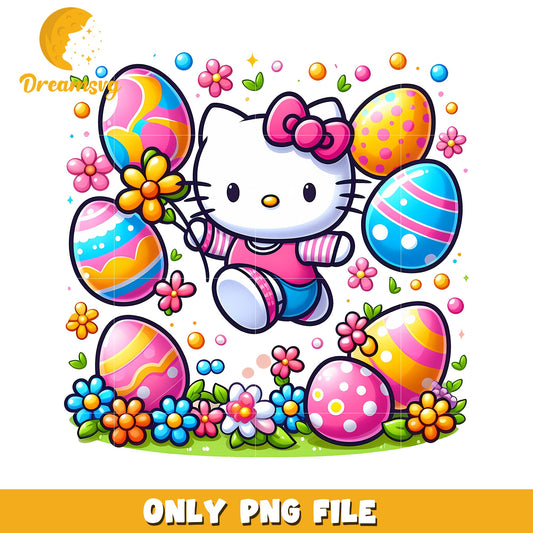 Hello kitty and easter eggs png, easter day png, hello kitty png