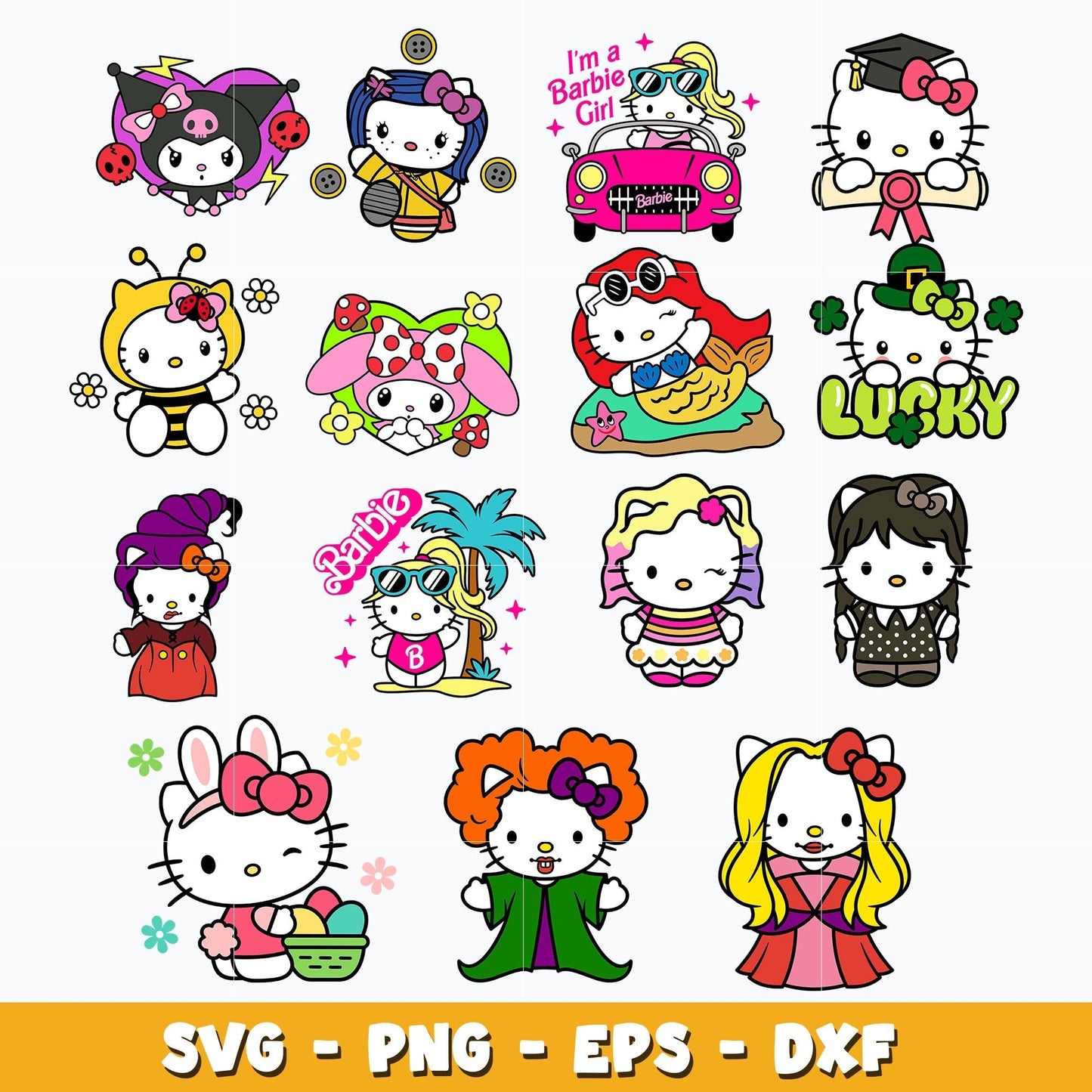 Hello kitty bundle svg, Hello kitty svg, Cartoon svg, Digital download