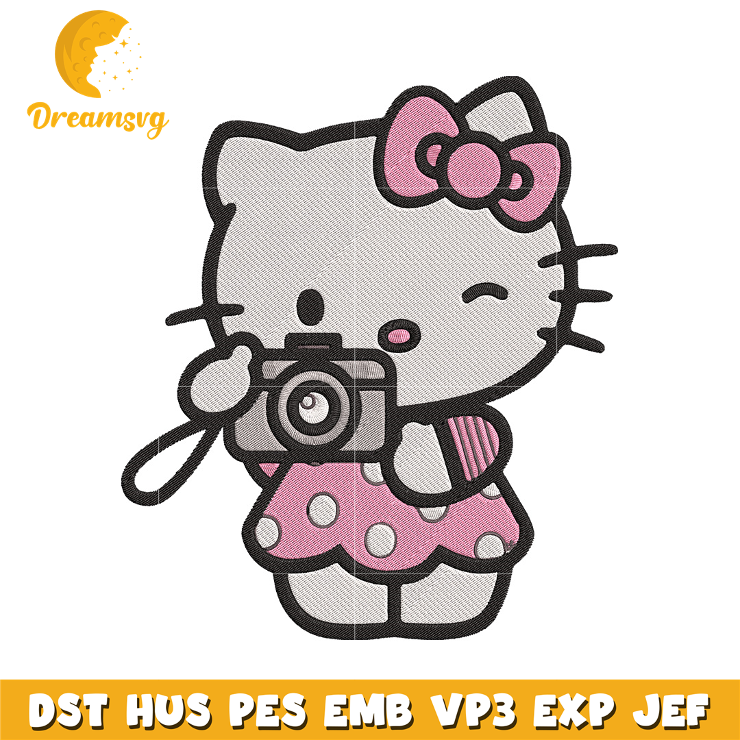 Hello kitty camera Embroidery Design