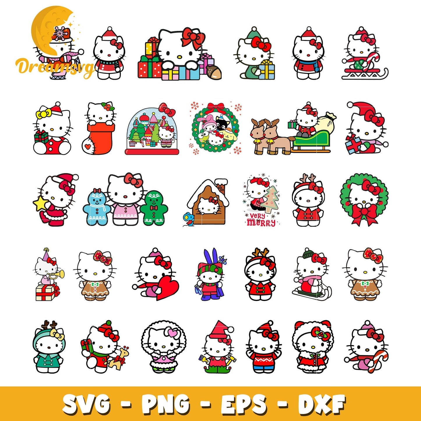 Hello kitty for christmas design bundle svg, hello kitty christmas svg