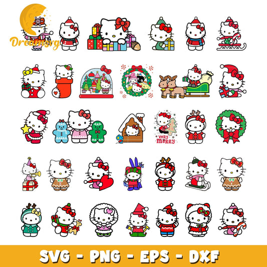 Hello kitty for christmas design bundle svg, hello kitty christmas svg