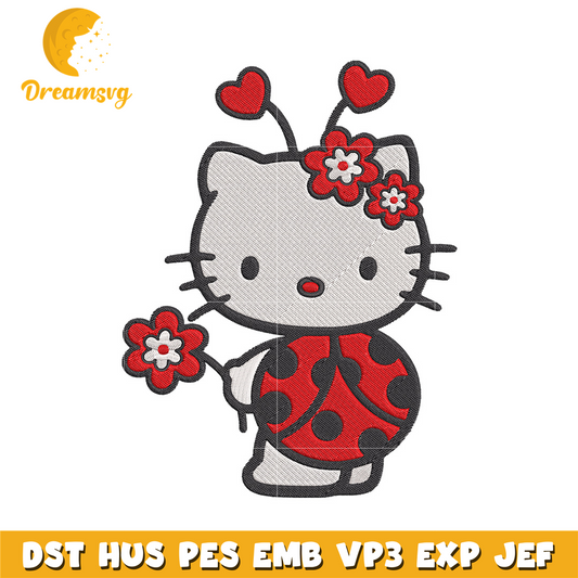Hello kitty ladybug Embroidery Design