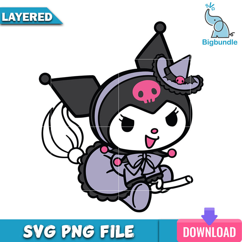 Hallo kitty witch kuromi halloween, halloween png, svg, Digital download.