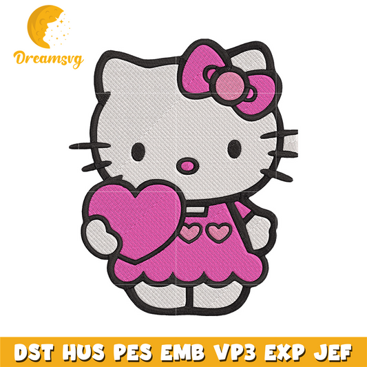 Hello kitty heart Embroidery Design