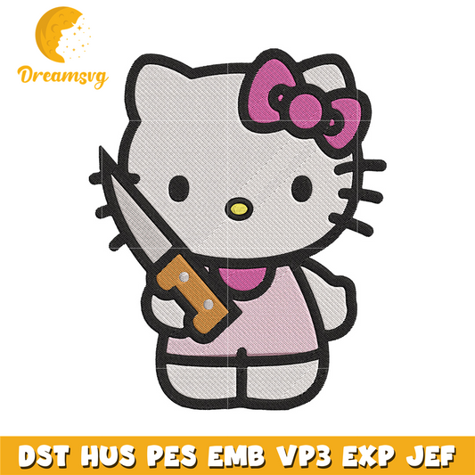 Hello kitty knife Embroidery Design