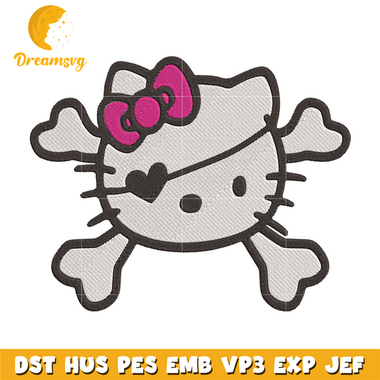 Hello kitty skull Embroidery Design