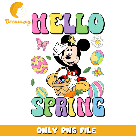 Hello spring mickey mouse png, happy easter day png, mickey png