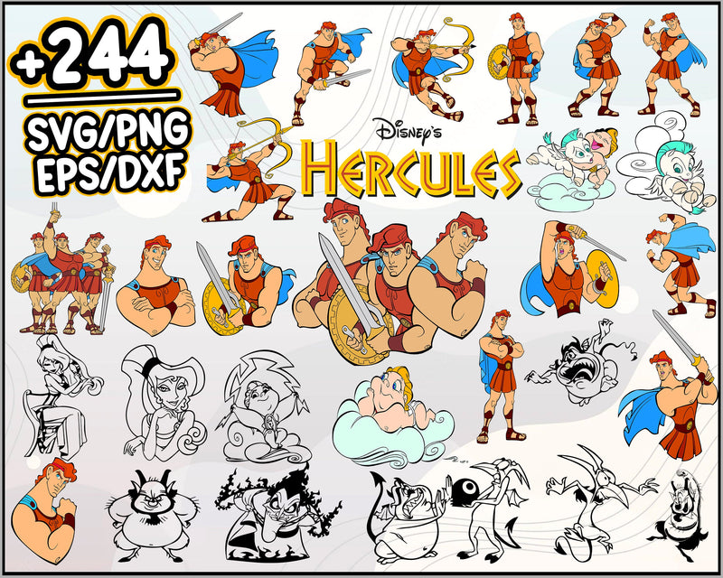 244+ Disney Hercules Bundle Svg, Disney Svg, Hercules Svg , Cartoon svg, png, dxf, eps digital file